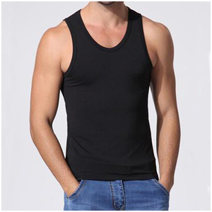 <b>Men's</b> <b>White</b> O-Neck Tank Top Solid Color Casual Sleeveless <b>Vest</b> Knitted Cotton Workout Shirt <b>Men's</b> Tank Tops - Product Image 3