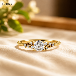 Brilliant Round Cut Yellow Plated Gold Diamond Moissanite Anniversary Gift <b>Ring</b> Flower Design Classic <b>Promise</b> <b>Women</b> <b>Ring</b> - Product Image 1