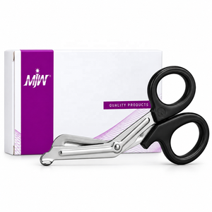 Ciseaux utilitaires robustes MJW, 7,5 pouces, manche noir, lame en acier inoxydable dentelée, usage domestique, artisanat, industrie - Product Image 6