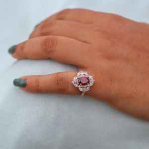 Conjunto de anillos de boda de granate, plata de ley 925, chapado en oro rosa de 14 quilates, anillo de compromiso, joyería nupcial, regalo para mujer - Product Image 5