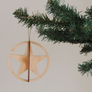 Adorno Navideño de Madera en Forma de Estrella, Decoración Tradicional Hecha a Mano para el Árbol - Product Image 1