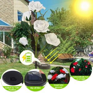2 Pezzi Lampada Decorativa a LED Solare a Forma di Rosa, Luci da Giardino Resistenti all'Acqua per Esterni - Product Image 5