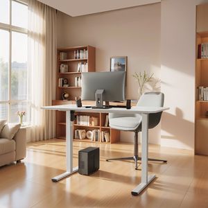 Scrivania Elettrica Regolabile in Altezza con Telaio Bianco, Postazione di Lavoro per Casa e Ufficio, Scrivania Sit-Stand - Product Image 3