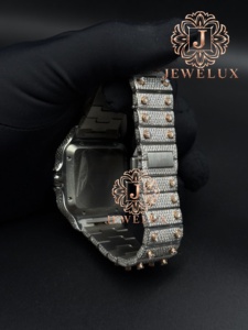Montre de luxe pour homme en acier inoxydable avec moissanite, style hip-hop, personnalisable avec logo de marque, vente en gros - Product Image 3