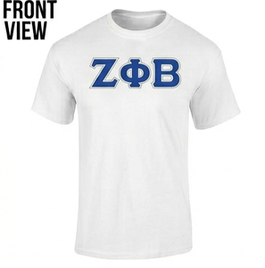 Camisetas Blancas para Hombre, Cuello Redondo, Lisas, con Bordado de Letras Griegas Zeta Phi Beta, Ropa de Fraternidad, Camisetas de Algodón para Verano - Product Image 1