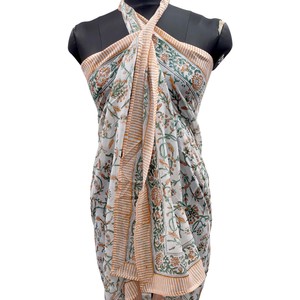 Paréos 100% Coton Pur pour Femmes, Cache-maillot de Plage, Foulard de Soirée, Paréo Tendance, Paréo Imprimé au Bloc - Product Image 1