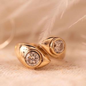 Classic 2ct Old European Cut Lab Grown Diamond IGI Certified Gold Toi Et Moi <b>Ring</b> Luxury <b>Two</b>-<b>Stone</b> Bezel Set Bypass <b>Ring</b> - Product Image 1