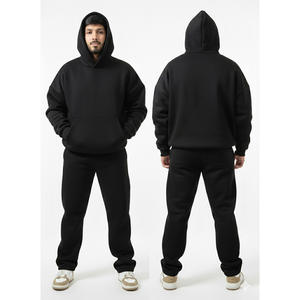 Survêtement unisexe en coton épais 350 GSM, coupe oversize, style streetwear, avec capuche, impression en relief personnalisée, ensemble de luxe - Product Image 5