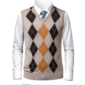 Vente en gros – Nouveauté 2026 – Gilet pull sans manches en cachemire pour homme, col en V, tricoté, épais, design personnalisé, haute qualité - Product Image 3