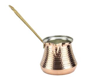 Cafetière turque, grecque, arabe en cuivre martelé et laiton, pour cuisinière, Cezve Ibrik Briki avec poignée en bois - Product Image 4