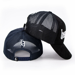 Casquette de baseball trucker en daim avec broderie 3D en relief personnalisée, dos en maille, fermeture snapback, vente en gros OEM, streetwear, couvre-chef - Product Image 6