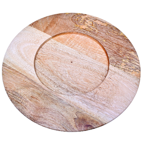 Assiette de service en bois massif pour la restauration, assiette ronde en bois d'acacia pour la nourriture - Product Image 5
