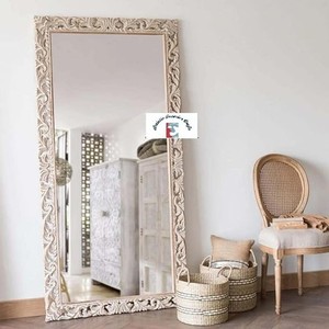 Wholesale Acacia Wood Wall <b>Mirror</b> with Carved Design - Product Image 4