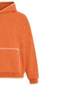 Sweat-shirt à capuche surdimensionné orange pour homme, avec poche kangourou, style streetwear, épais, décontracté, mode hiver, fabricant - Product Image 4