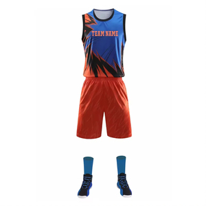 Fully Heat-Transfer Printed Customized <b>Orange</b> Regular Fit Adult Basketball Jersey Set Breathable Quick Dry Polyester Sportswear - Product Image 6
