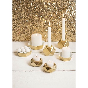 เชิงเทียนทองเหลืองทรงเรขาคณิตทันสมัย ของตกแต่งโต๊ะโลหะสุดหรูสำหรับงานแต่งงาน งานเลี้ยงที่บ้าน จำหน่ายจำนวนมาก - Product Image 3