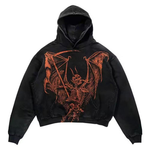 เสื้อฮู้ดดี้ผู้ชายทรงบ็อกซี่ ปี 2026 OEM ใหม่ ผ้าฝ้าย 100% ล้างสีแบบแอซิดวอช น้ำหนัก 450 กรัม ดีไซน์แบบสั่งทำพิเศษ - Product Image 1