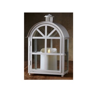 Farol de Madera para Velas con Paneles de Vidrio y Asa de Cuerda, Decoración Vintage para el Hogar Estilo Granja - Product Image 4