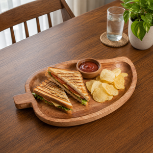 Bandeja de Servir en Forma de Manzana de Madera de Acacia Premium, Hecha a Mano, para Aperitivos, Té, Café, Frutas, Decorativa, para Cocina, Comedor, Regalo - Product Image 3