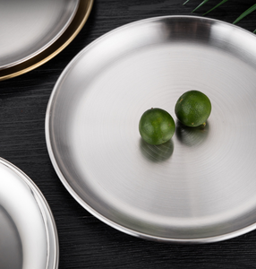 Assiette peu profonde en acier inoxydable de qualité alimentaire pour la maison, assiette à dessert, assiette à os, vaisselle de restaurant pour steak et plats occidentaux - Product Image 3