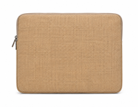 Housse pour ordinateur portable moderne en jute AMANI avec fermeture éclair antichoc, sac de transport quotidien, option de logo personnalisé