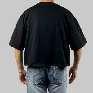 Custom Men's <b>Box</b> Cut T-Shirt Oversized Heavyweight Polyester/Cotton Blend <b>Drop</b> Shoulder Boxy Fit Photo Print Eco-Friendly - Product Image 3