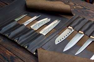 กระเป๋าใส่มีดเชฟหนังคุณภาพสูง MOQ ต่ำ วัสดุหนังเหล็กดามัสกัส กระเป๋าม้วนใส่มีดเชฟ LKR-0352 - Product Image 5