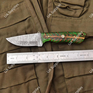 มีด EDC สำหรับตั้งแคมป์และล่าสัตว์ ด้ามจับเรซิ่นรูปทรงกรวยสน ผลิตจากเหล็กดามัสกัส  ใบมีดแบบ Drop Point ปรับแต่งได้ตามต้องการ  รับผลิตแบบ OEM - Product Image 3