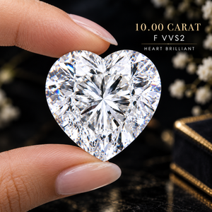 Diamant de laboratoire de 10,00 carats, taille brillant en forme de cœur, F VVS2 |   Diamant de qualité supérieure en forme de cœur - Product Image 1