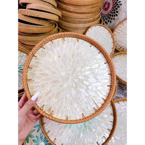 Bandeja de Comida Ovalada Mini Vintage de Ratán con Asa y Elegante Diseño de Incrustaciones, Almacenamiento Ecológico para Cocina - Product Image 2