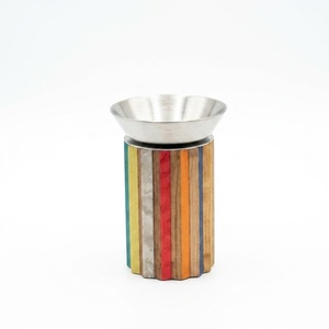 Brûleur à Bakhoor Cylindrique de Luxe avec Support en Bois Arc-en-ciel et Bol en Métal pour Encens Décoratif - Product Image 3