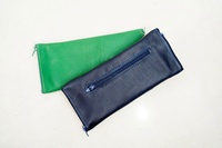 Pochette en cuir véritable pour lunettes de soleil Étui à lunettes à trois fermetures éclair et à double face Lunettes de vue de qualité supérieure Pochette LGC-0063