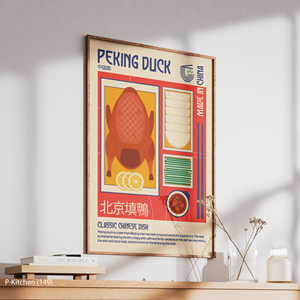Impresión en lienzo para cocina, póster con ilustración de comida de pato de Pekín, decoración retro para pared de cocina - Product Image 3