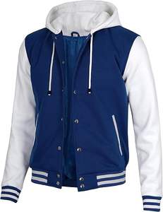 Chaqueta Bomber Oversize de Invierno con Logotipo Personalizado Bordado, Estilo Preppy, Cierre de Botones a Presión, Chaqueta Letterman Vintage con Capucha - Product Image 1