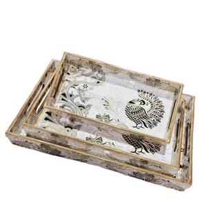 Plateau rectangulaire en bois de grande taille, design vintage, vaisselle de table, plateaux de service alimentaire, plateau décoratif en émail à prix raisonnable - Product Image 1