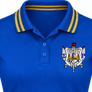 Polo Sigma Gamma Rho bleu pour femme, à manches courtes, col classique, avec lettres grecques, vêtement de sororité, haut décontracté de golf brodé - Product Image 4