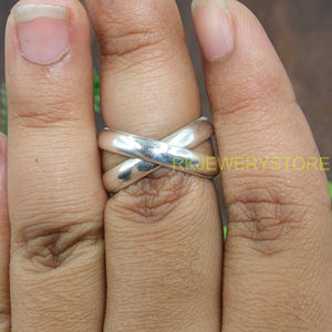 Anillo de Plata de Ley 925 con Banda Superpuesta para Mujer, Anillo de Plata Minimalista de Doble Capa Apilable, Joyería de Diseño Simple Hecha a Mano - Product Image 4
