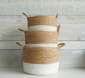 Juego de 3 Cestas Rectangulares Naturales Versátiles con Borde Festoneado y Asas - Product Image 3