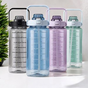 2L Motivational Water <b>Bottle</b> PC Plastic Drinking Water <b>Bottle</b> <b>With</b> <b>Straw</b> - Product Image 1