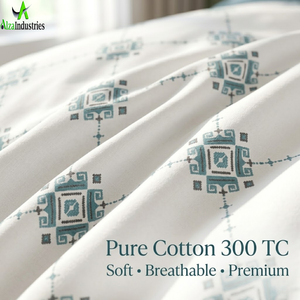 Super King Size 120x120* Pure Cotton | <b>Set</b> White Gold Printed <b>Bedding</b> <b>Set</b> with 2 Pillow Covers Soft Breathable Quality Bedsheet - Product Image 3
