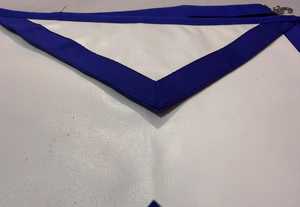Masonic <b>Apron</b> <b>White</b> With Blue Trim Embroidered Symbol Customized Design Classical Style Garment Badge - Product Image 3