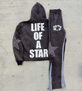 Fabricants de sweats à capuche pour hommes personnalisés avec broderie 3D, effet délavé, appliqué brodé et patch, ensemble sweat à capuche et pantalon de survêtement - Product Image 6