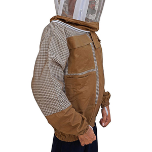 Chaqueta de Apicultura de Algodón Color Bronceado para Hombre con Velo Redondo de Malla Protectora, Traje de Apicultor para Trabajo en Apicultura y Cosecha de Miel, Equipo de Seguridad - Product Image 5