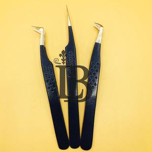 Pinzas para Extensión de Pestañas, Pinzas para Pestañas de Visón, Pinzas Planas Negras para Pestañas, Diseño Personalizado con Logotipo, Oferta de Punta de Fibra Gratis - Product Image 5