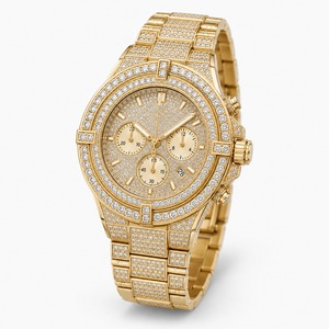 Luxury Women's Yellow Gold <b>Diamond</b> <b>Watch</b> Round Analog Quartz Bracelet - Product Image 3