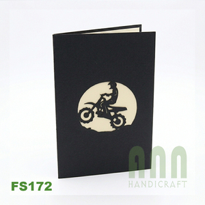 Cartes de vœux personnalisées 3D pop-up ANN HANDICRAFT Dirtbike Friendship Thank You, 4 couleurs, découpe à la presse, papier imprimé, fabriqué au Vietnam - Product Image 2