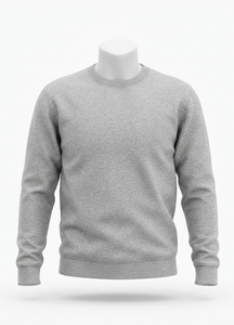 เสื้อสเวตเชิ้ตคอกลมสีเทาสำหรับผู้ชาย ทรงปกติ ผ้าถัก 100% คอตตอน สวมใส่สบายๆ สำหรับฤดูใบไม้ร่วง สีพื้น แขนยาว - Product Image 1