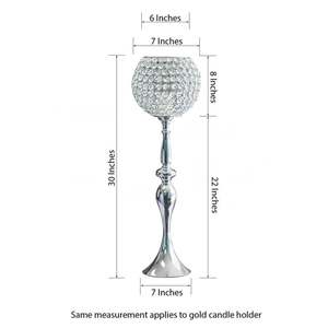 <b>Silver</b> Crystal Ball <b>Candle</b> Stand Aluminum Wedding Valentine's Day Easter Table Centerpiece Durable Handmade Portable <b>Holder</b> - Product Image 6