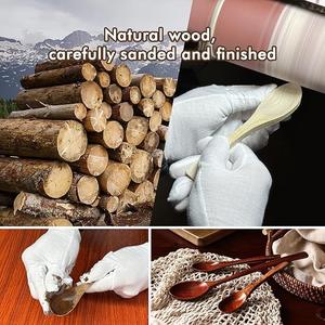 Juego de Cucharas de Té de Madera Premium, Reutilizables y Sostenibles, Cucharas Medidoras para Café y Azúcar, Utensilio de Cocina para Uso Diario y Fiestas, Aptas para Lavavajillas - Product Image 5