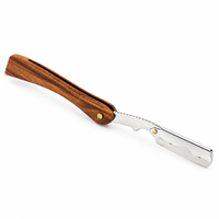 Rasoir de barbier à lame remplaçable en acier avec manche en bois naturel brun foncé, logo personnalisé, service OEM